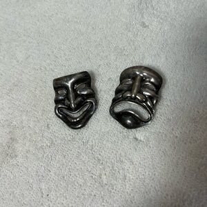 Vintage Comedy and Tragedy Sterling Silver Pins
